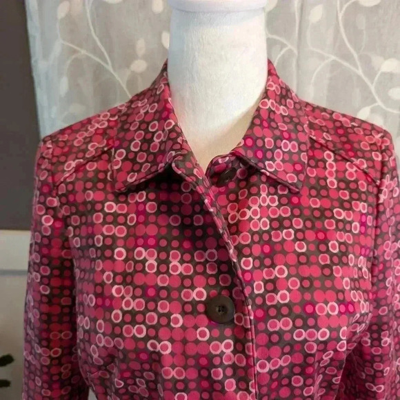 Sigrid Olsen Pink/Gray Geometric Peacoat, Size 4, Piping detail, fully lined - Picture 2 of 6